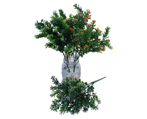 SP0057 Boxwood Picks with Flowers 32cm 3 Colours