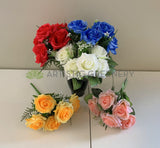 SP0104 Silk Rose Bunch 5 Flowers 25cm 5 Colours Red White Blue Yellow Pink | ARTISTIC GREENERY