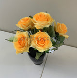 Yellow - SP0104 Silk Rose Bunch 5 Flowers 25cm 5 Colours Red White Blue Yellow Pink | ARTISTIC GREENERY