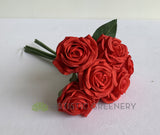SP0107NEW Real Touch Latex Rose Bunch (Rose Bouquet) 28cm White / Red | ARTISTIC GREENERY