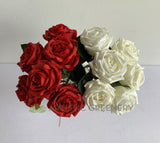 SP0107NEW Real Touch Latex Rose Bunch (Rose Bouquet) 28cm White / Red | ARTISTIC GREENERY
