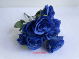 Blue - SP0110 Silk Rose Bunch 46cm Pink / Blue / Yellow / White | ARTISTIC GREENERY 