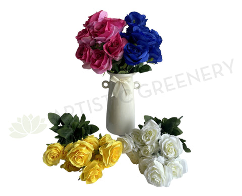 SP0110 Silk Rose Bunch 46cm Pink / Blue / Yellow / White | ARTISTIC GREENERY 