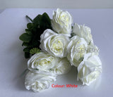 White - SP0110 Silk Rose Bunch 46cm Pink / Blue / Yellow / White | ARTISTIC GREENERY 