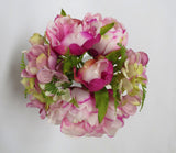 SP0163 Peony & Hydrangea (Mixed) Bunch 26cm 2 Colours White / Pink
