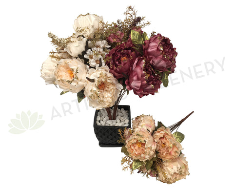 SP0193 Peony Bunch with Gold Trims 49cm 3 Colours