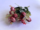 SP0194 Silk European Style Mini Cabbage Rose Bunch 28cm | ARTISTIC GREENERY