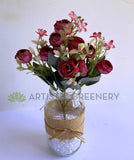 SP0194 Silk European Style Mini Cabbage Rose Bunch 28cm | ARTISTIC GREENERY