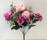 SP0242 Rose & Hydrangea Bouquet with Greenery 52cm Pink / White