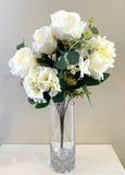 WHITE - SP0242 Rose & Hydrangea Bouquet with Greenery 52cm