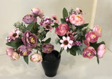 SP0243 Small Ranunculus & Cosmos 27cm Blush Pink / Cream / Purple