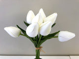 SP0273 PU Tulip Buds Bouquet 29cm (Real Touch) White