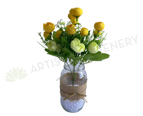 SP0282Y Silk Small Ranunculus Bunch 31cm Yellow | ARTISTIC GREENERY