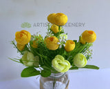 SP0282Y Silk Small Ranunculus Bunch 31cm Yellow | ARTISTIC GREENERY