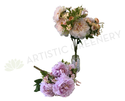 SP0287 Peony & Ranunculus Bouquet 53cm Lilac / Pink