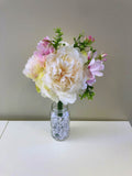 SP0288 Champagne Peony & Light Pink Cosmos Bouquet 34cm