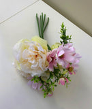 SP0288 Champagne Peony & Light Pink Cosmos Bouquet 34cm