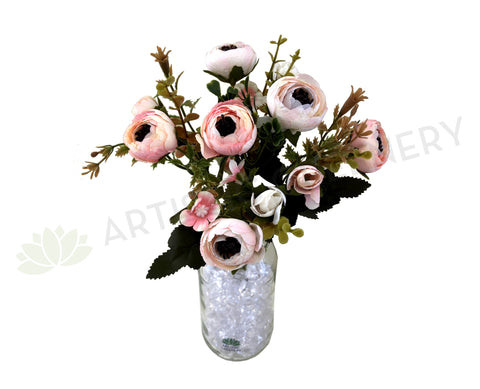 SP0289 Small Pink Ranunculus Bunch with Black Centre 30cm