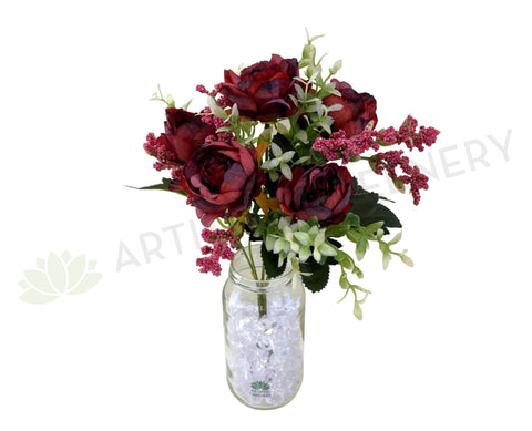 SP0290 Silk Ranunculus Bunch 32cm Burgundy