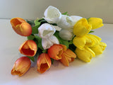 SP0302 PU Tulip Bouquet 49cm Orange / White / Yellow / Pink