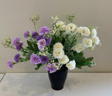 SP0307 Small Corn Flower / Carnation Bunch 28cm Lilac / White / Salmon