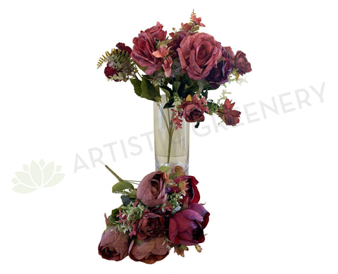 SP0315 Ranunculus / Rose Bunch 52cm Burgundy