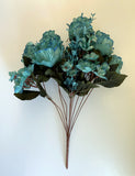SP0331 Glitter Silk Rose Bunch 55cm Turquoise | ARTISTIC GREENERY