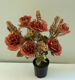 SP0332 Glitter Rose Bunch 54cm Light Brown | ARTISTIC GREENERY