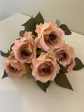SP0341 Artificial Vintage Style Rose Bunch 43cm  Pink  | ARTISTIC GREENERY