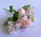 Blush - SP0349N Silk Flowers Pastel Colour Mixed Flower (Hydrangea & Pom Pom Flowers) Bunch 30cm 4 Colours | ARTISTIC GREENERY