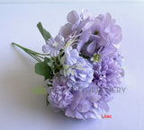 Lilac - SP0349N Silk Flowers Pastel Colour Mixed Flower (Hydrangea & Pom Pom Flowers) Bunch 30cm 4 Colours | ARTISTIC GREENERY