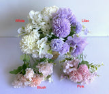 SP0349N Silk Flowers Pastel Colour Mixed Flower (Hydrangea & Pom Pom Flowers) Bunch 30cm 4 Colours | ARTISTIC GREENERY