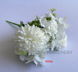 White - SP0349N Silk Flowers Pastel Colour Mixed Flower (Hydrangea & Pom Pom Flowers) Bunch 30cm 4 Colours | ARTISTIC GREENERY