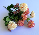 Dark pink with cream - SP0371 Silk Mini Hydrangea Bunch 34cm 2 Colours Pink | ARTISTIC GREENERY