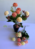 SP0371 Silk Mini Hydrangea Bunch 34cm 2 Colours Pink | ARTISTIC GREENERY
