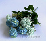  SP0371 Silk Mini Hydrangea Bunch 34cm Blue | ARTISTIC GREENERY