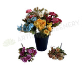 SP0372 Silk Mini Rose with Hydrangea Bunch 30cm 7 Colours | ARTISTIC GREENERY