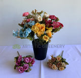 SP0372 Silk Mini Rose with Hydrangea Bunch 30cm 7 Colours | ARTISTIC GREENERY