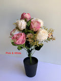 Pink & White - SP0374 Silk Large Rose Bunch 50cm 5 Styles |  ARTISTIC GREENERY MALAGA AUSTRALIA