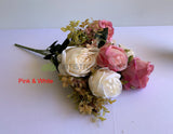 Pink & White - SP0374 Silk Large Rose Bunch 50cm 5 Styles |  ARTISTIC GREENERY MALAGA AUSTRALIA