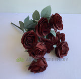 Burgundy - SP0375 Silk Rustic Rose Bunch 45cm Burgundy / Mocha | ARTISTIC GREENERY