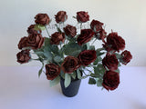 SP0375 Silk Rustic Rose Bunch 45cm Burgundy / Mocha | ARTISTIC GREENERY