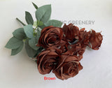 SP0375 Rustic Rose Bunch 45cm Burgundy / Mocha / Pink / Rustic Orange / Brown