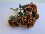 Brown - SP0375 Silk Rustic Rose Bunch 45cm Burgundy / Mocha | ARTISTIC GREENERY