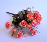 Coral - SP0382 Silk Mini Rose Bunch 22cm 6 colours (CLEARANCE STOCK) | ARTISTIC GREENERY