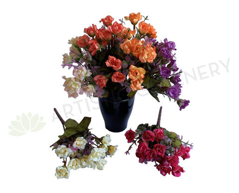 SP0382 Silk Mini Rose Bunch 22cm 6 colours (CLEARANCE STOCK) | ARTISTIC GREENERY