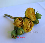 Mustard - SP0388 Faux Ranunculus Bunch 26cm 4 colours | ARTISTIC GREENERY