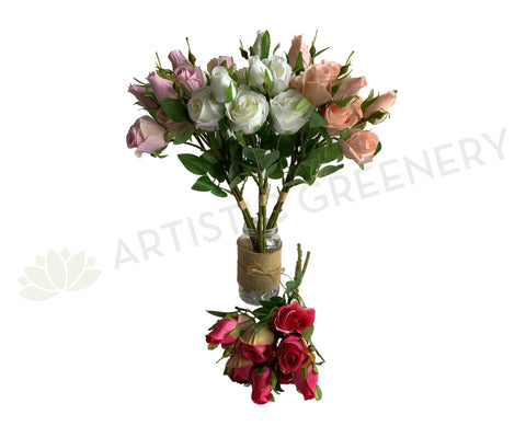 SP0405 Garden Rose Bunch 44cm 4 colours Dusty Pink, White, Light Peach, Fuchsia | ARTISTIC GREENERY