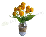 SP0417 Silk Yellow Pom Pom Flower Bunch 35cm | ARTISTIC GREENERY Perth Malaga Artificial Flowers