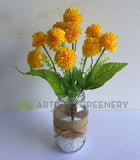 SP0417 Silk Yellow Pom Pom Flower Bunch 35cm | ARTISTIC GREENERY Perth Malaga Artificial Flowers